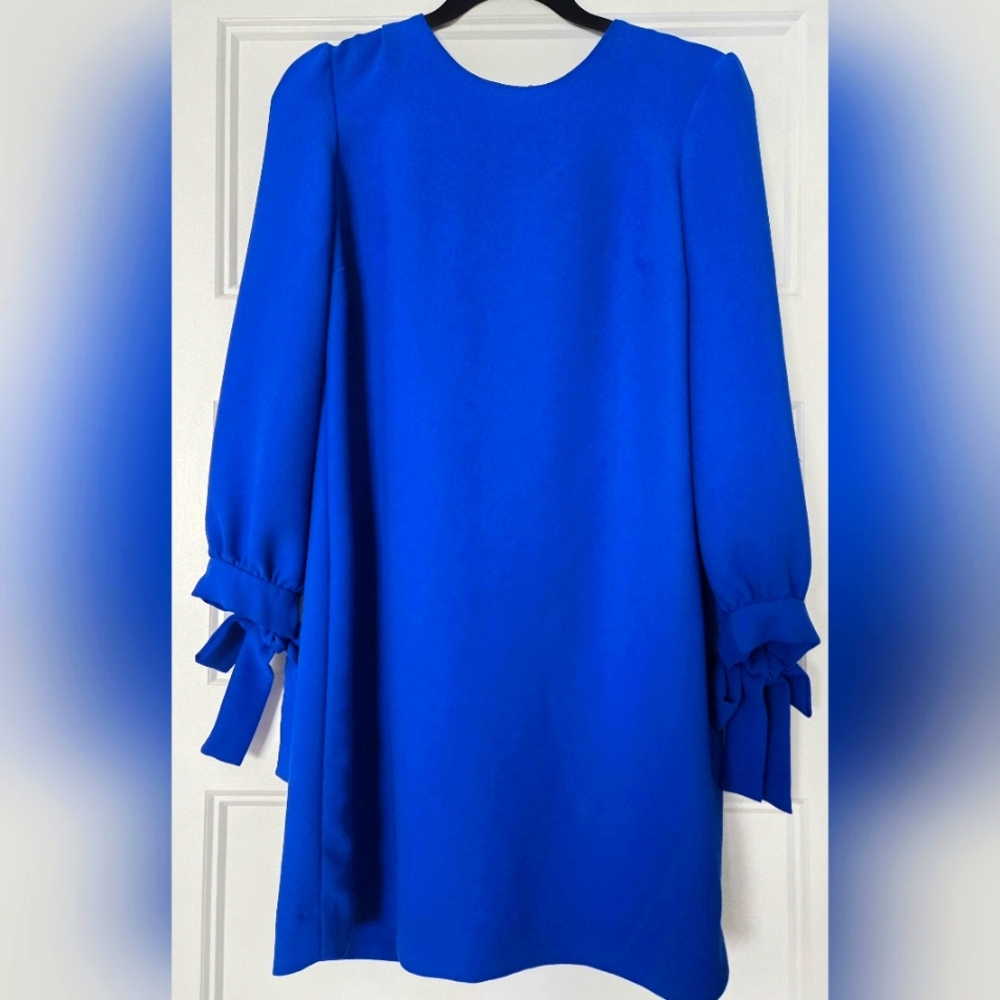 Banana Republic Petite Size 4 Vibrant Blue 3/4 Sleeve Crew Neck Tunic Knee Dress